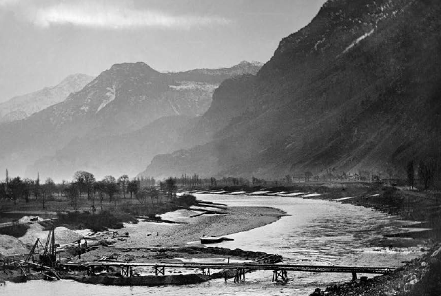 Chantier du barrage du Bois-Noir, Evionnaz, 1899-1901